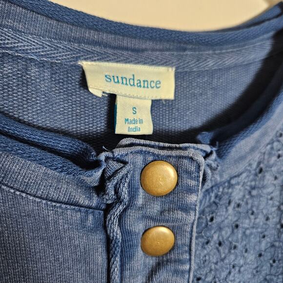 Sundance Oversized Henley Style Eyelet Print Top  Sz Small - Picture 5 of 11